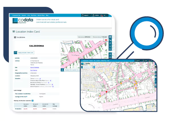 codata explorer, emplacement commercial, consultation plan de la vile