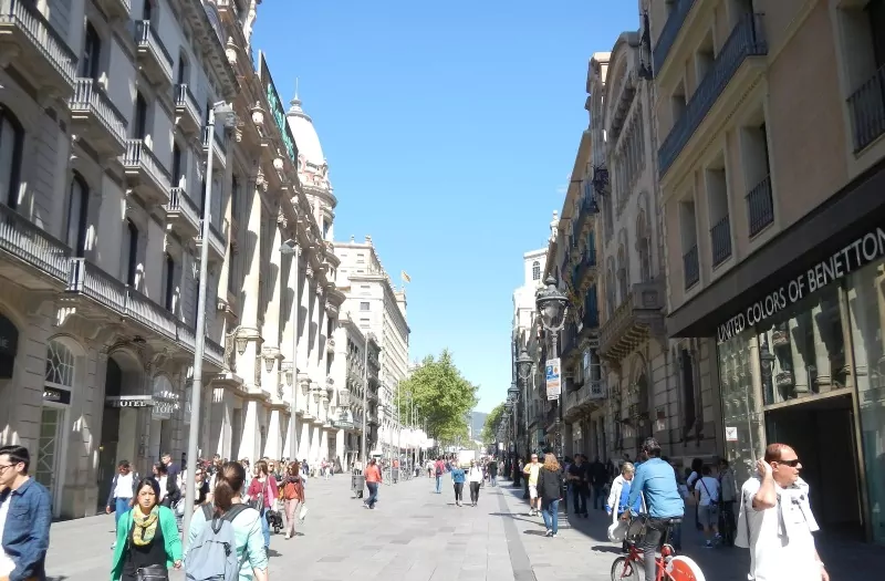 barcelona zones piétonnes et emplacements commerciaux