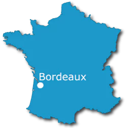 Carte de France, emplacement de Bordeaux