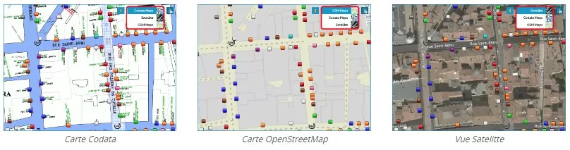 les différents fonds de carte disponibles sur Codata explorer