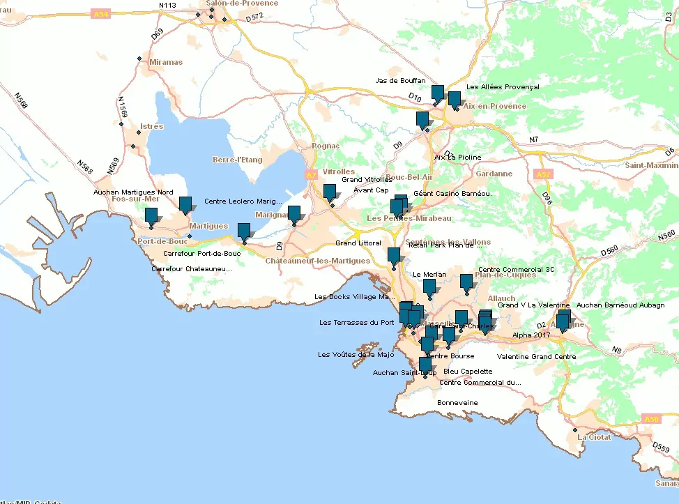 plan Marseille codata, centre commerciaux