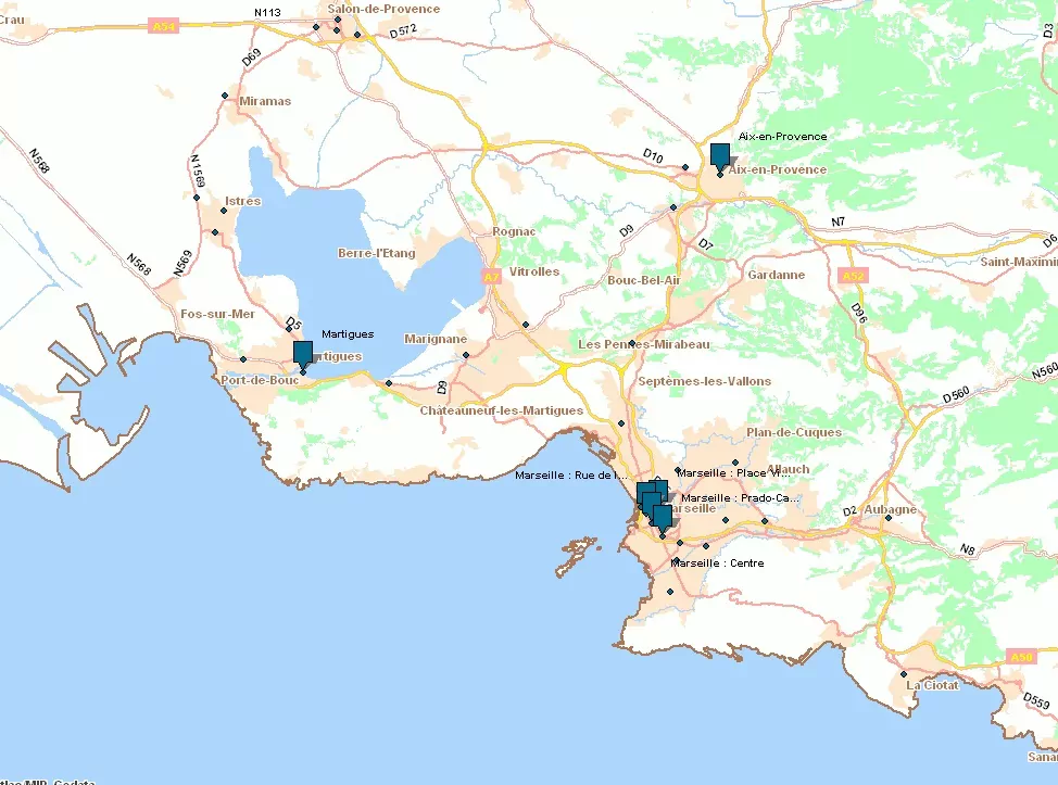 Marseille et alentours zones commerciales