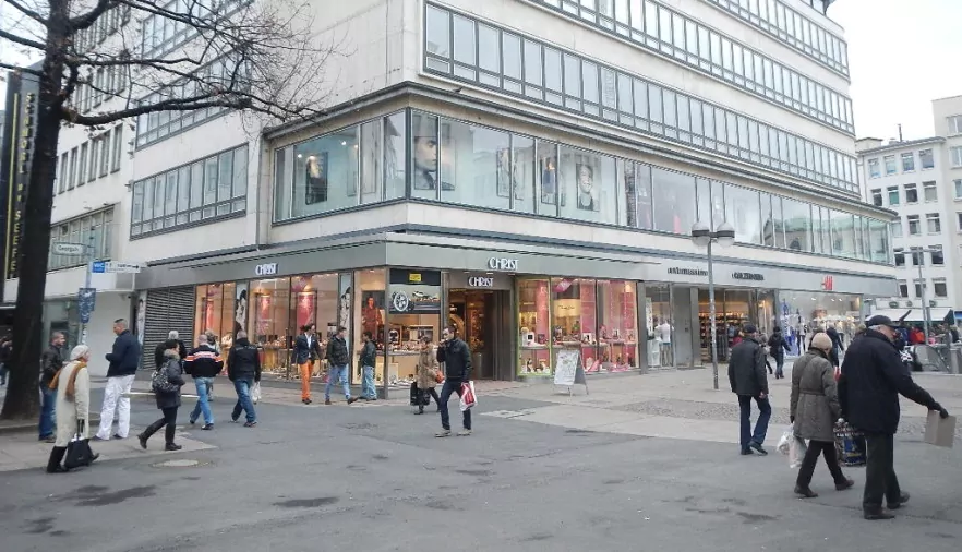 quartier commercial, hanovre, commerce pieds d'immeubles