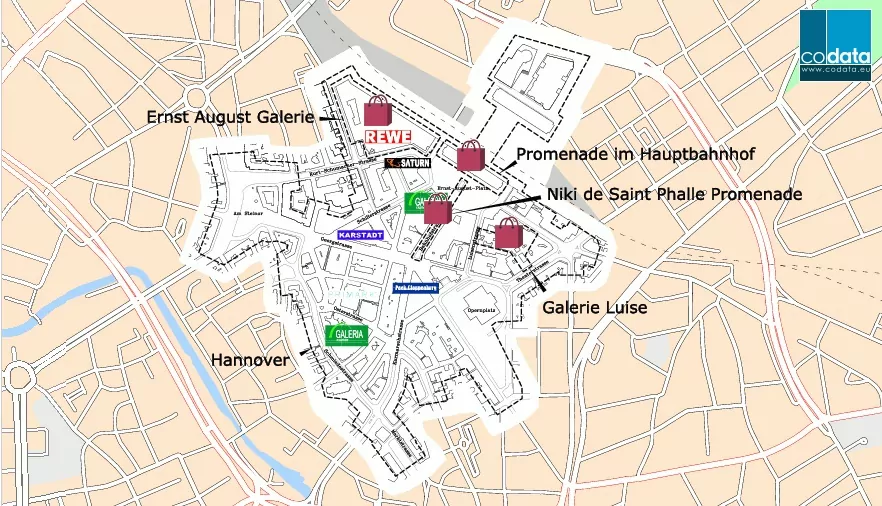 plan hanovre, emplacements commerciaux