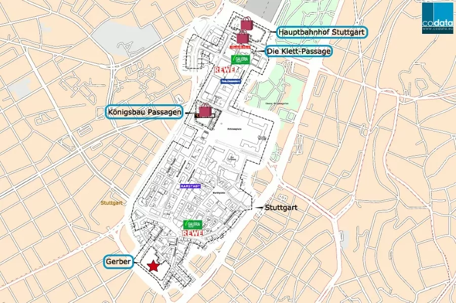 plan de stuttgart, zones commerciales majeures